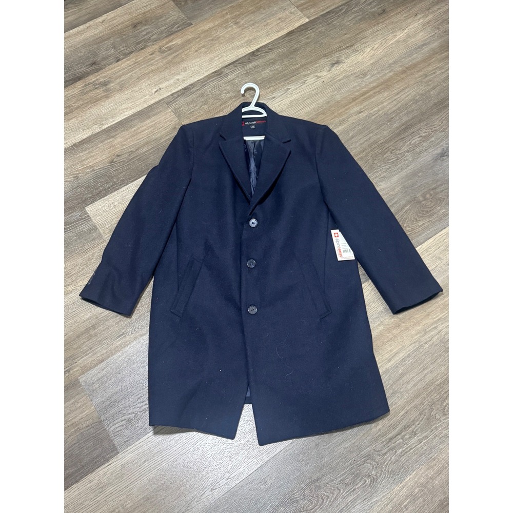 Alpine Swiss NWT Wool Blend Navy Overcoat Sz XL trench topcoat jacket warm - Picture 2 of 10
